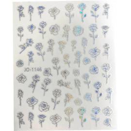 24-Stickers roses holographiques